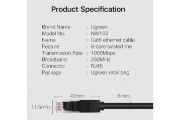 kabli Ugreen Ugreen Cat6 UTP LAN kabel 8m